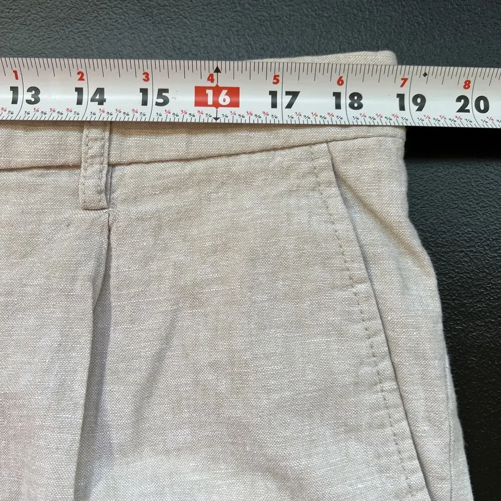 Old Navy Pants Men XL Tan Linen Blend Loose Taper Pleated Lightweight Drawstring